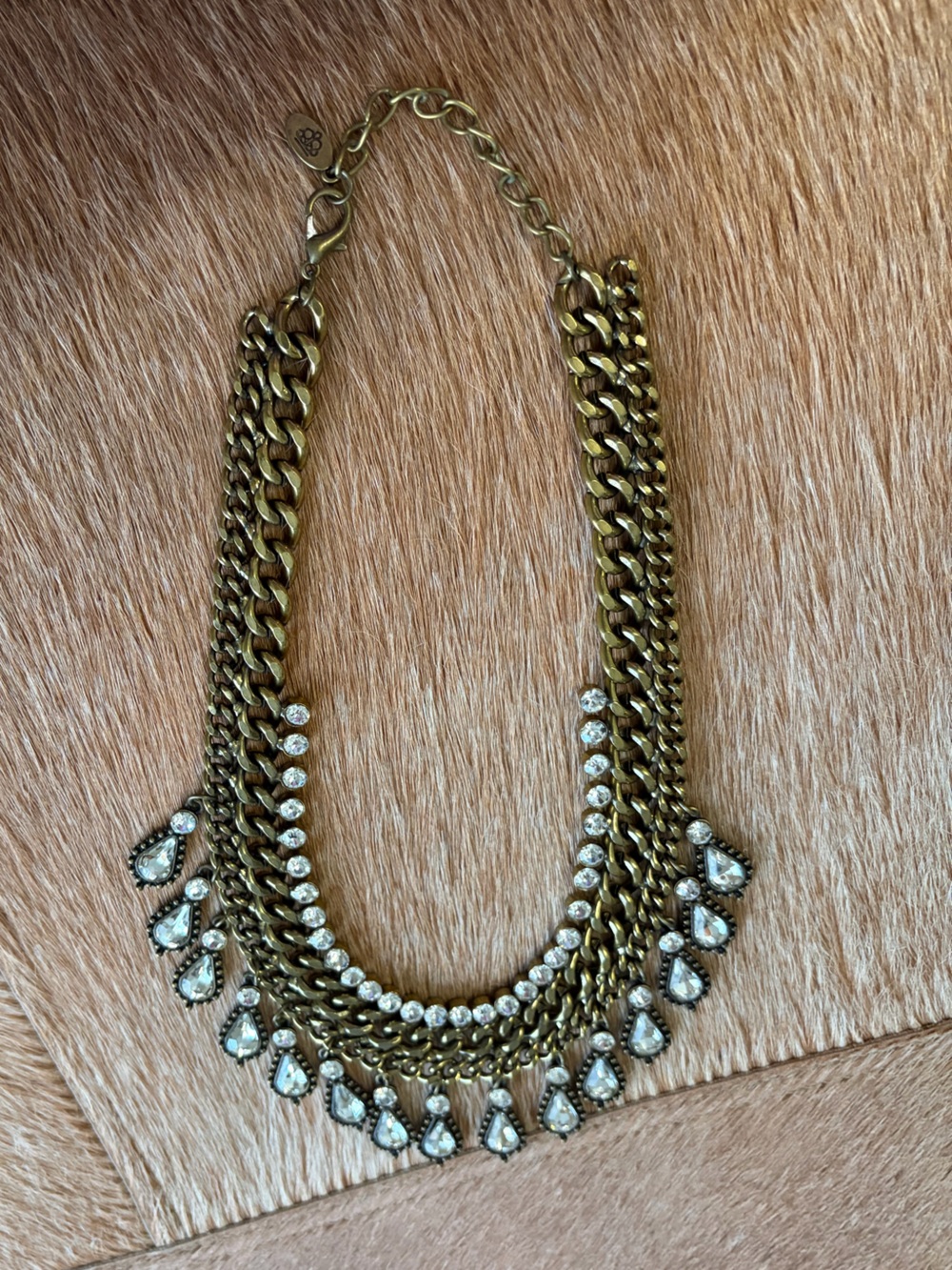 paparazzi Gold-Tone Layered Teardrop Crystal Necklace